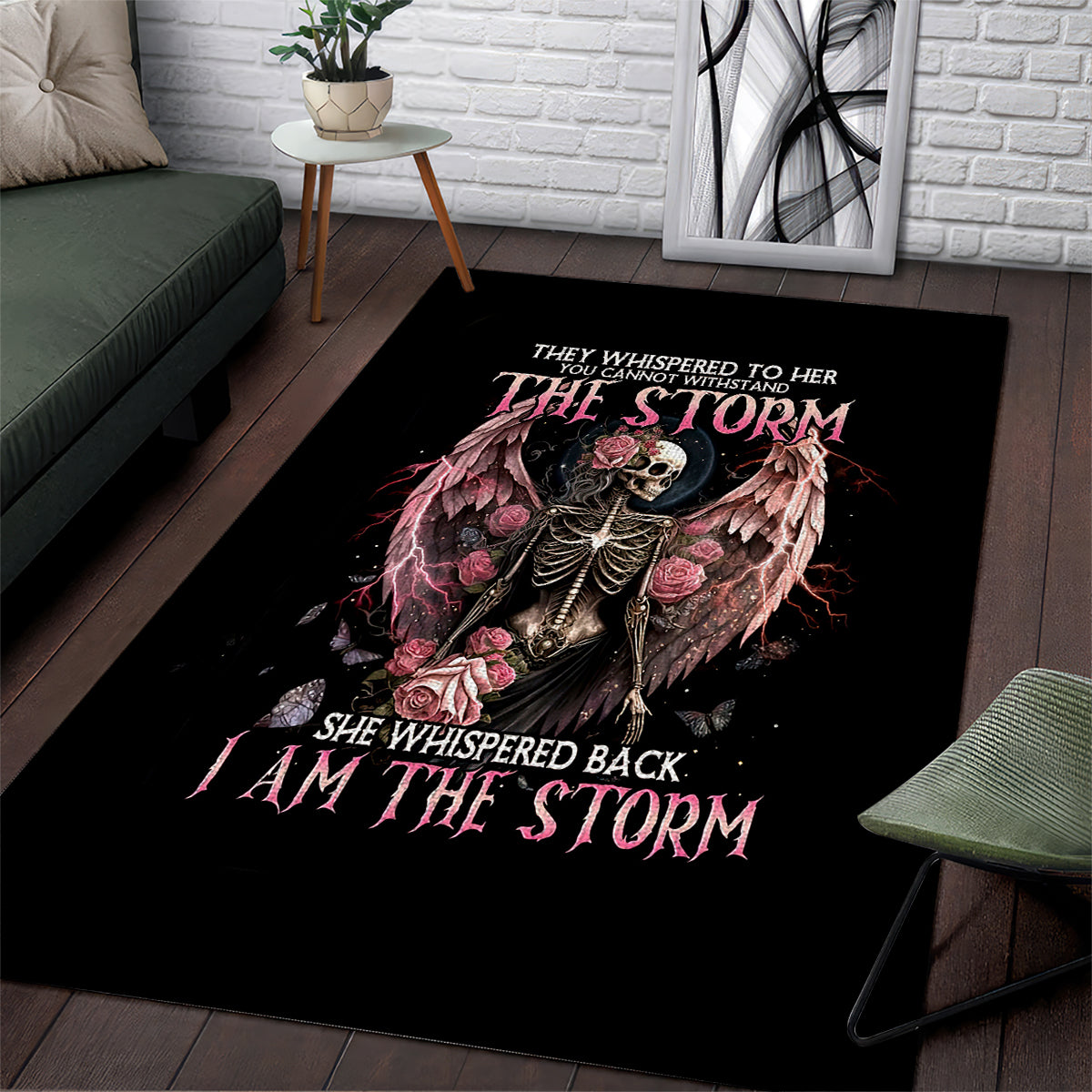 Angel Skull Area Rug She Whispered Back Iam The Storm - Wonder Print Shop