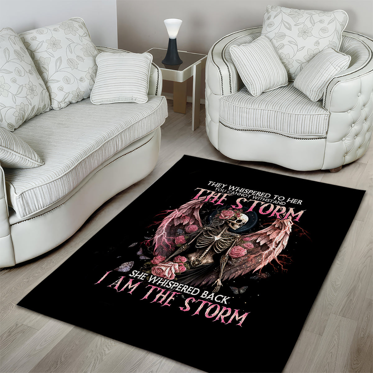 Angel Skull Area Rug She Whispered Back Iam The Storm - Wonder Print Shop
