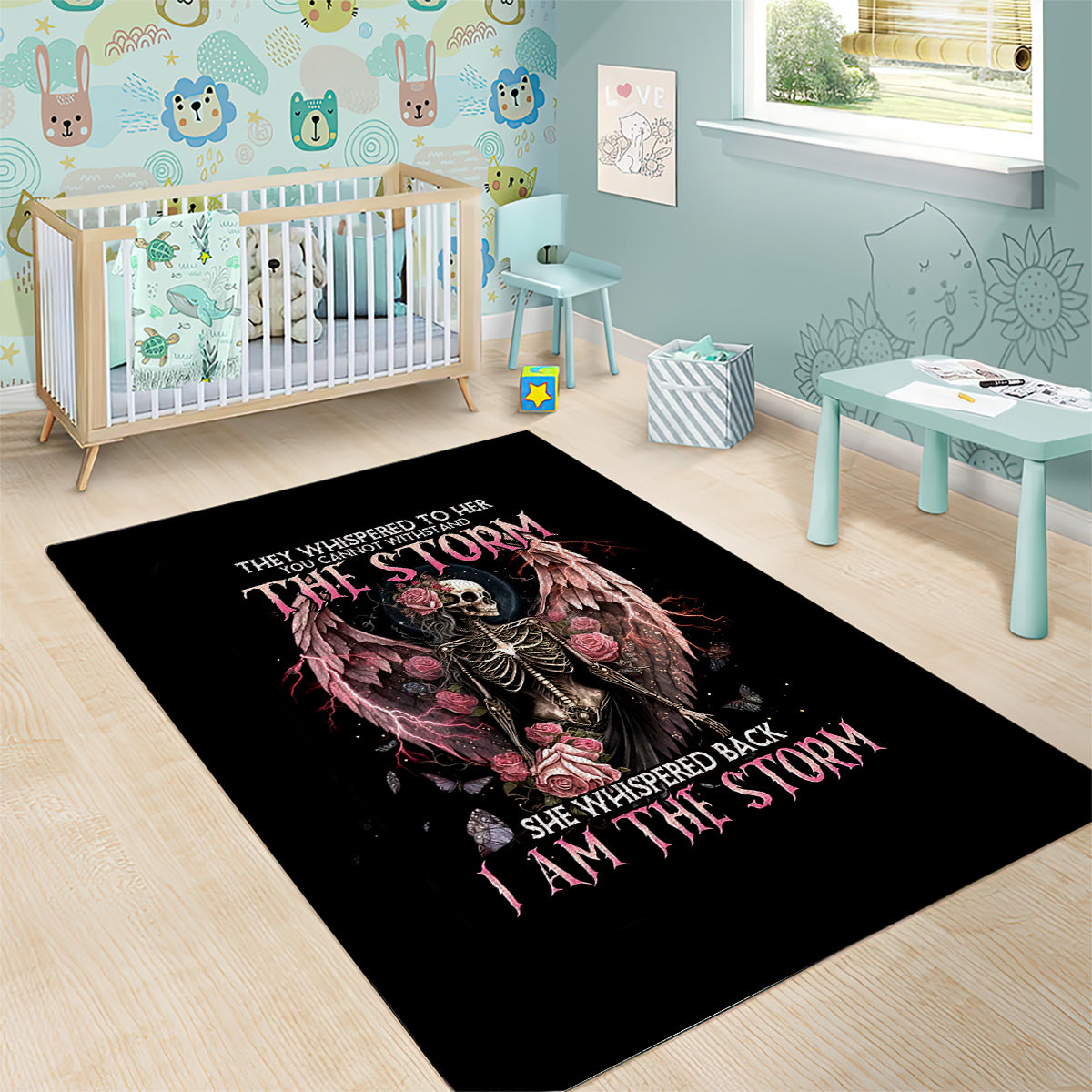 Angel Skull Area Rug She Whispered Back Iam The Storm - Wonder Print Shop