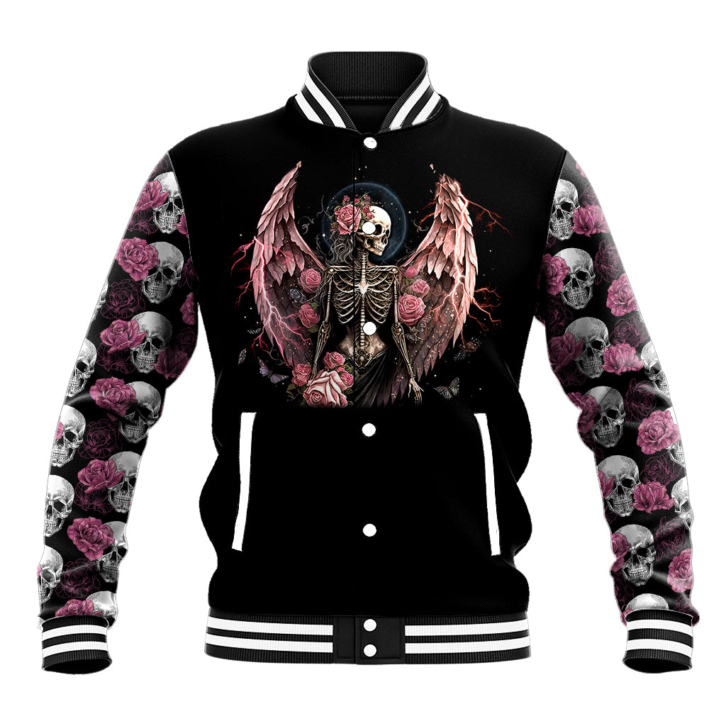 Angel Skull Baseball Jacket She Whispered Back Iam The Storm - Wonder Print Shop