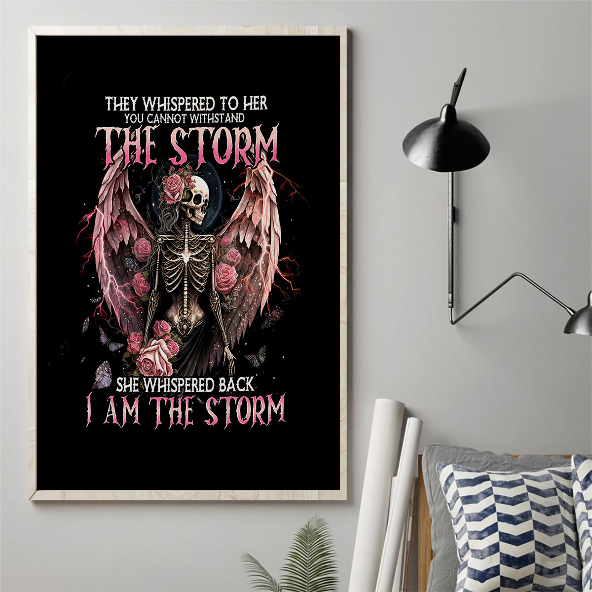 Angel Skull Canvas Wall Art She Whispered Back Iam The Storm - Wonder Print Shop