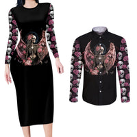 Angel Skull Couples Matching Long Sleeve Bodycon Dress and Long Sleeve Button Shirts She Whispered Back Iam The Storm - Wonder Print Shop