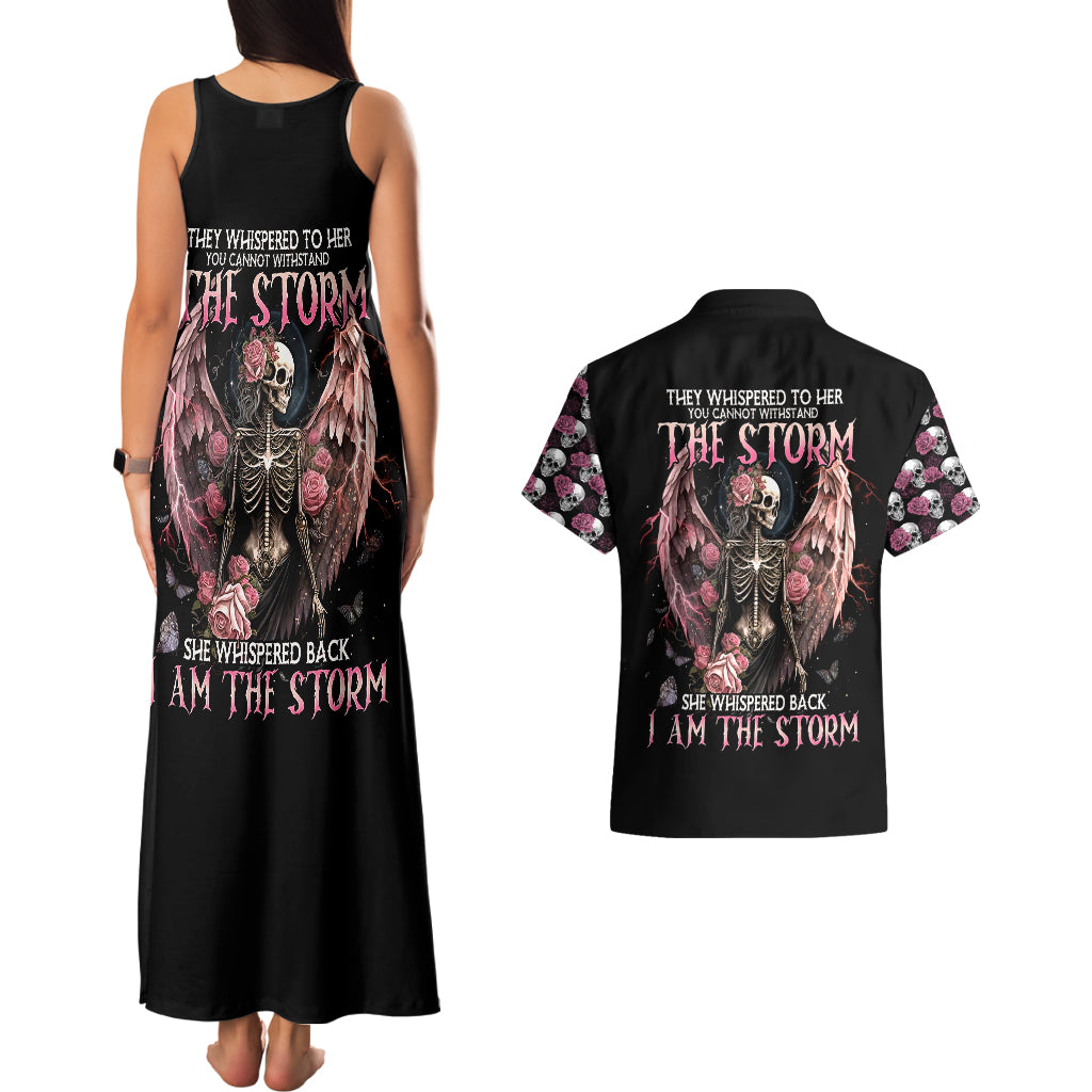 Angel Skull Couples Matching Tank Maxi Dress and Hawaiian Shirt She Whispered Back Iam The Storm - Wonder Print Shop