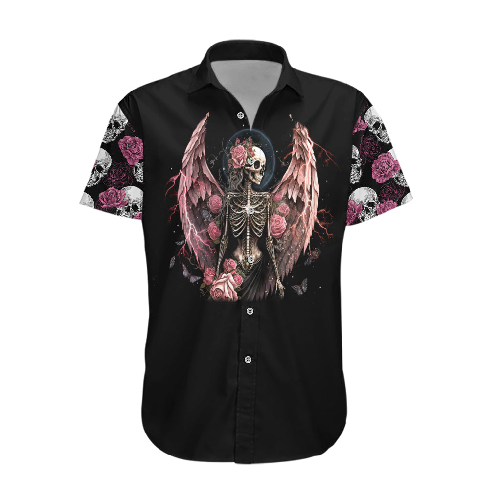 Angel Skull Hawaiian Shirt She Whispered Back Iam The Storm - Wonder Print Shop