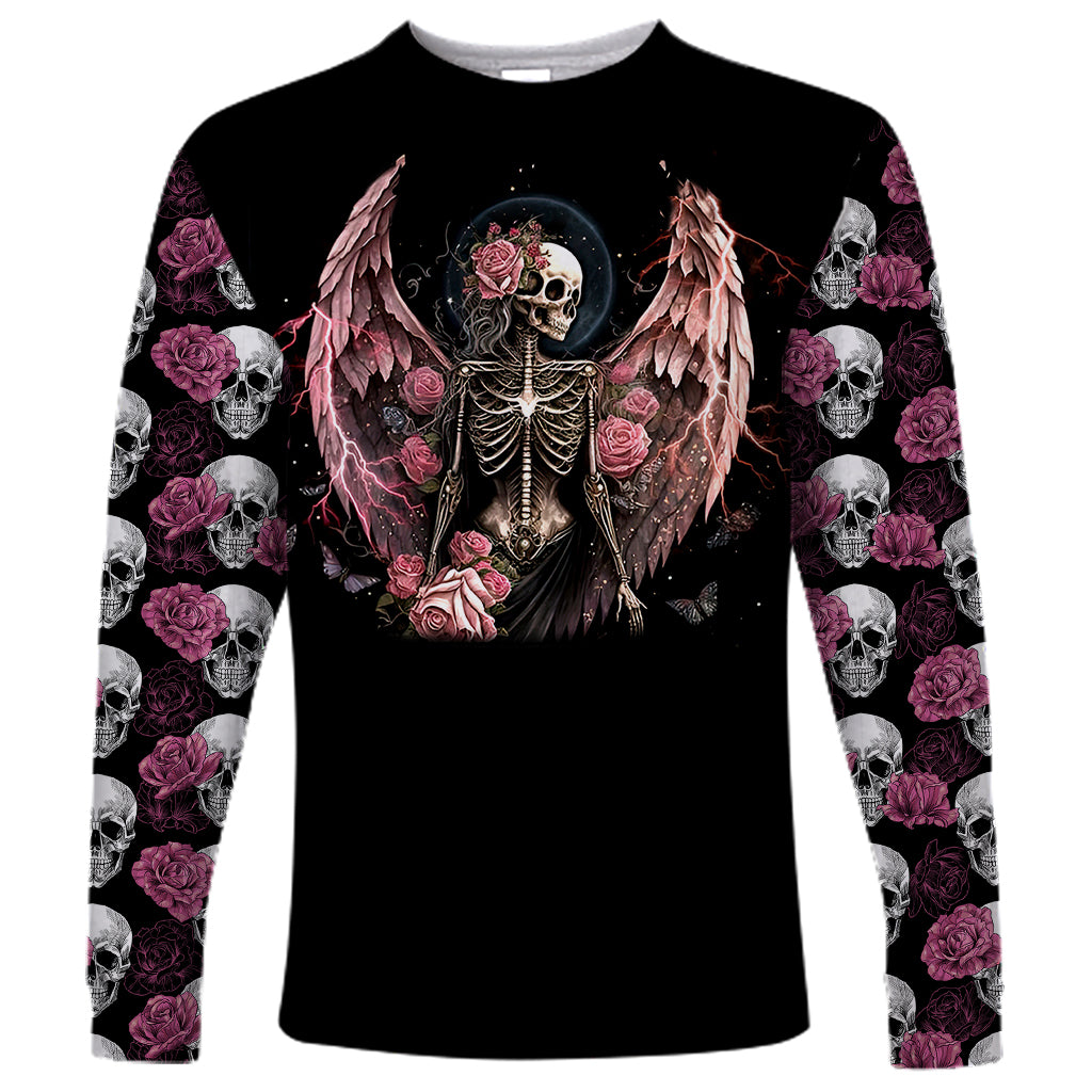 Angel Skull Long Sleeve Shirt She Whispered Back Iam The Storm - Wonder Print Shop