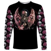 Angel Skull Long Sleeve Shirt She Whispered Back Iam The Storm - Wonder Print Shop