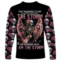 Angel Skull Long Sleeve Shirt She Whispered Back Iam The Storm - Wonder Print Shop