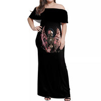 Angel Skull Off Shoulder Maxi Dress She Whispered Back Iam The Storm - Wonder Print Shop