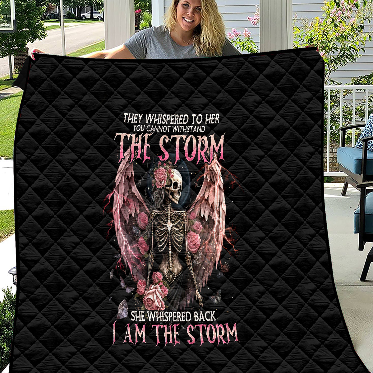 Angel Skull Quilt She Whispered Back Iam The Storm - Wonder Print Shop