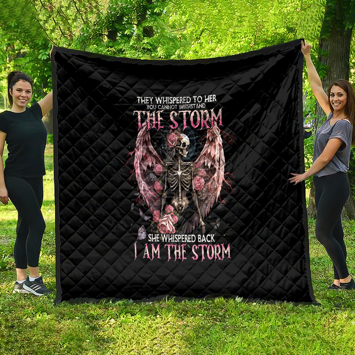 Angel Skull Quilt She Whispered Back Iam The Storm - Wonder Print Shop