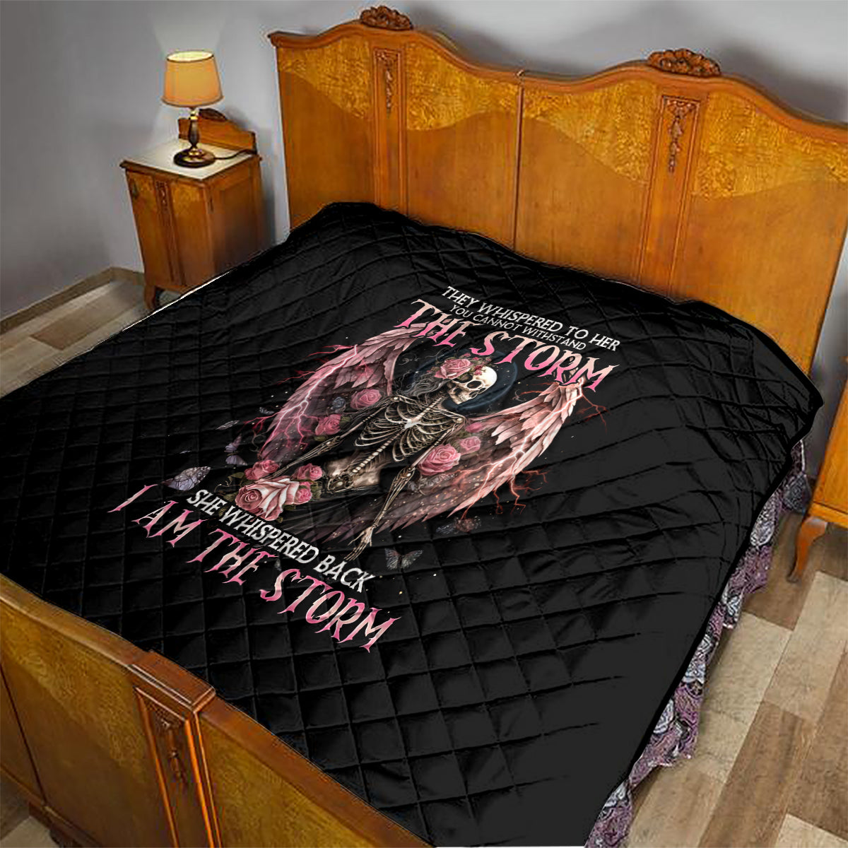 Angel Skull Quilt She Whispered Back Iam The Storm - Wonder Print Shop