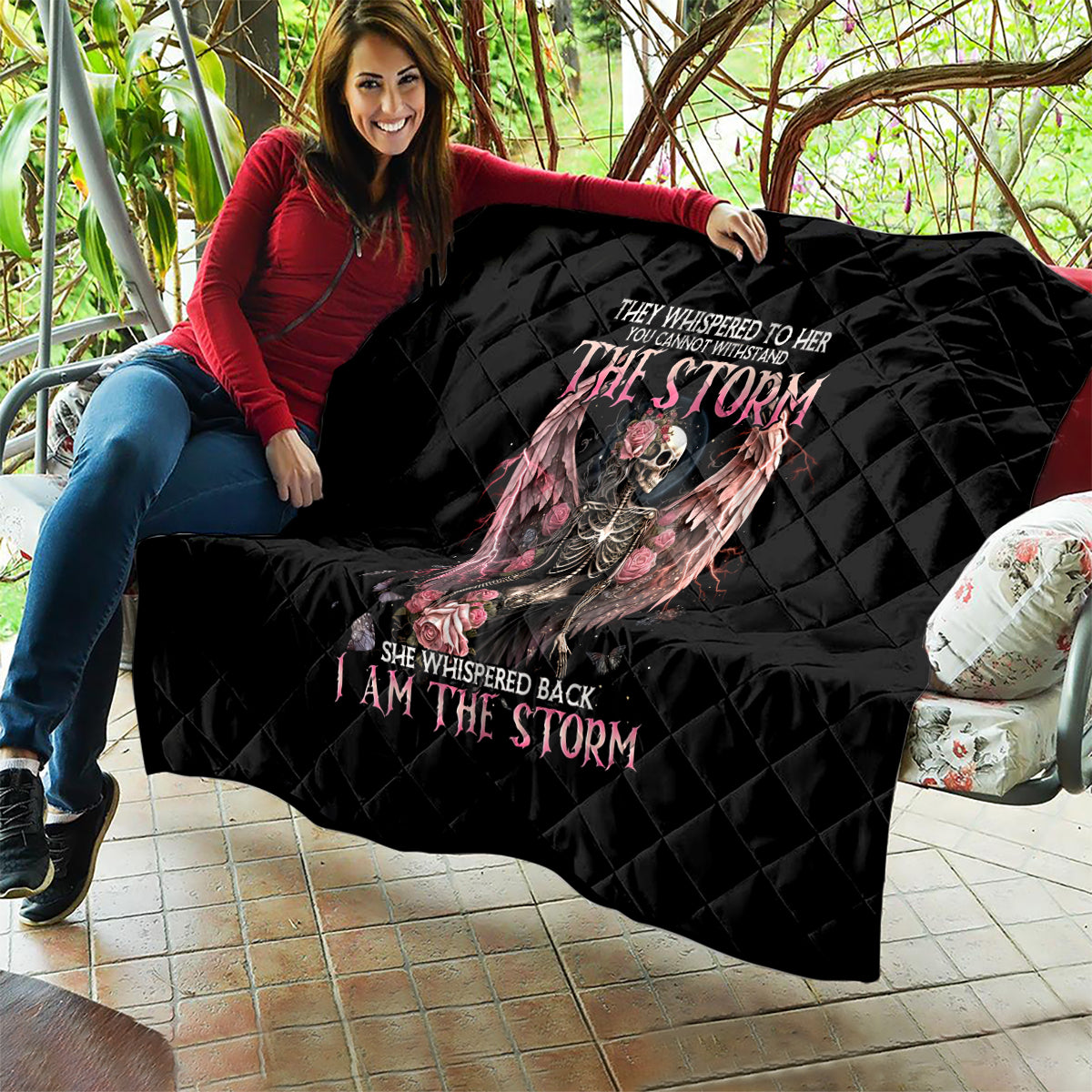 Angel Skull Quilt She Whispered Back Iam The Storm - Wonder Print Shop