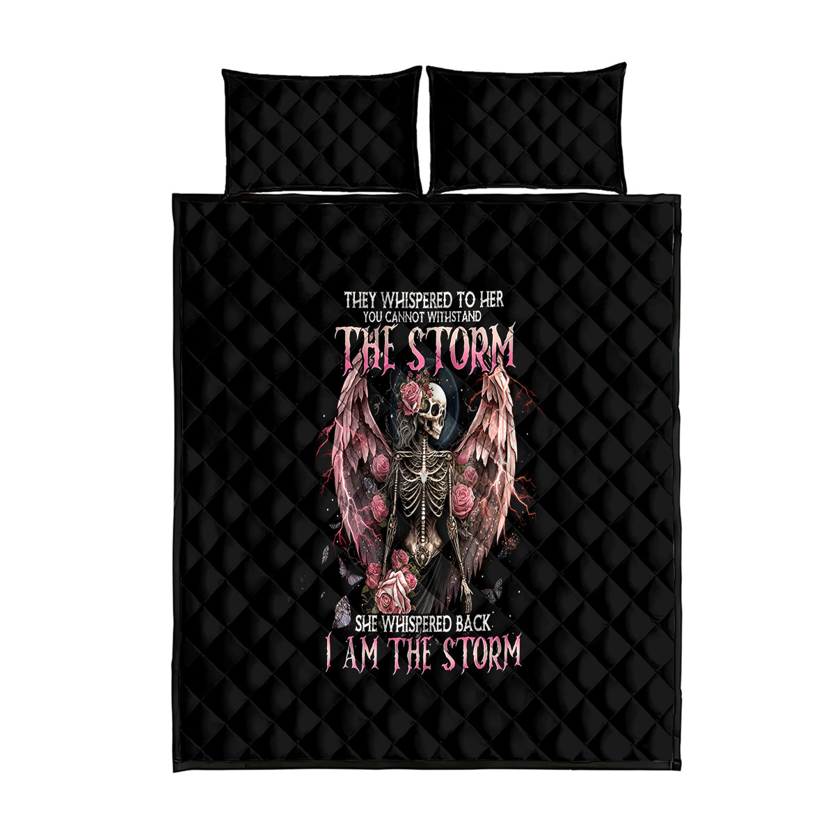 Angel Skull Quilt Bed Set She Whispered Back Iam The Storm - Wonder Print Shop