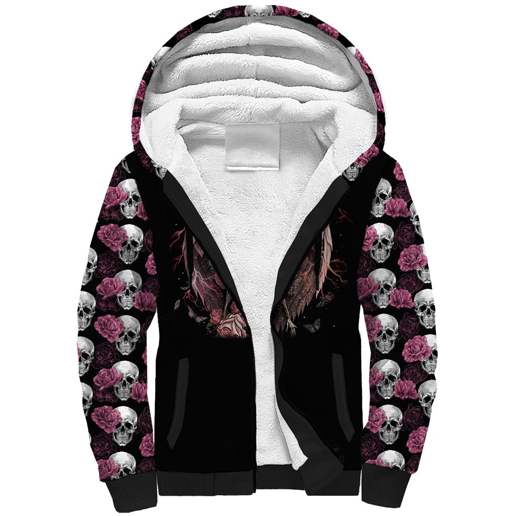 Angel Skull Sherpa Hoodie She Whispered Back Iam The Storm - Wonder Print Shop