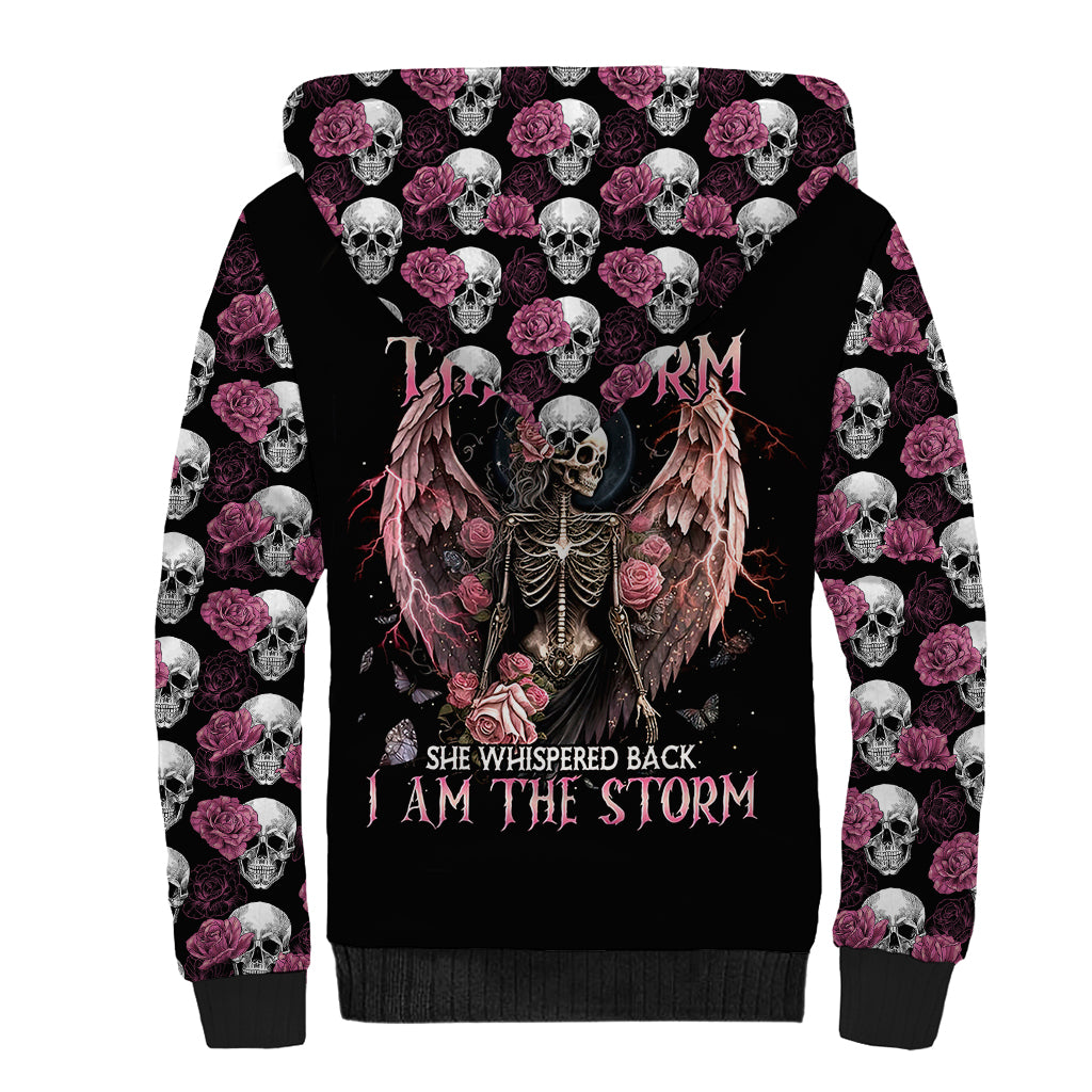 Angel Skull Sherpa Hoodie She Whispered Back Iam The Storm - Wonder Print Shop