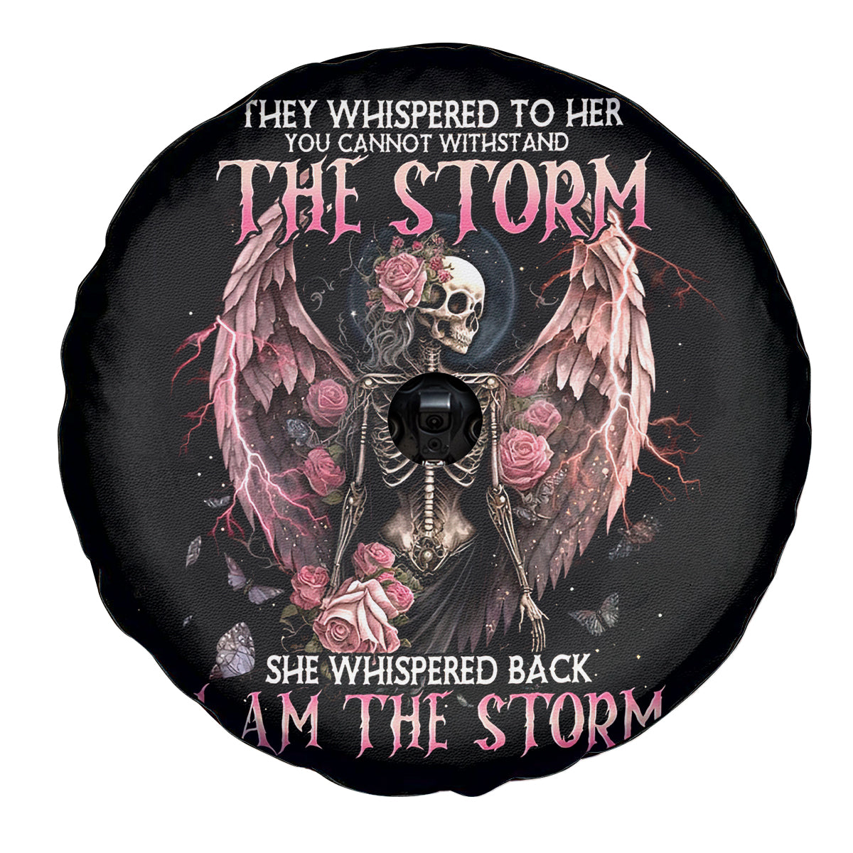 Angel Skull Spare Tire Cover She Whispered Back Iam The Storm - Wonder Print Shop