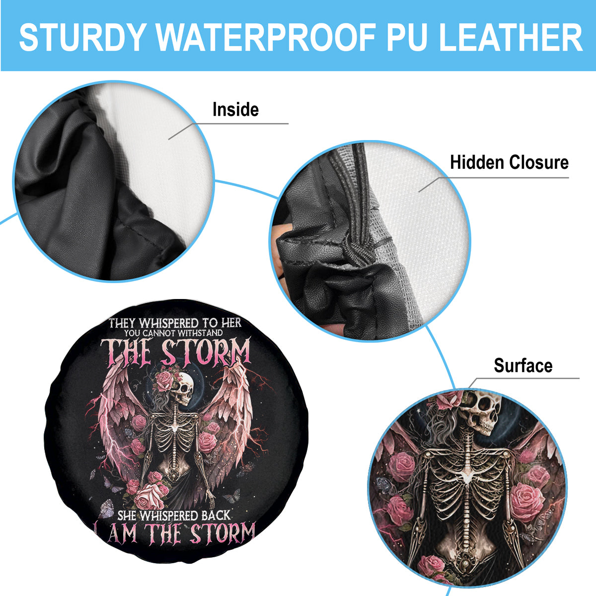 Angel Skull Spare Tire Cover She Whispered Back Iam The Storm - Wonder Print Shop