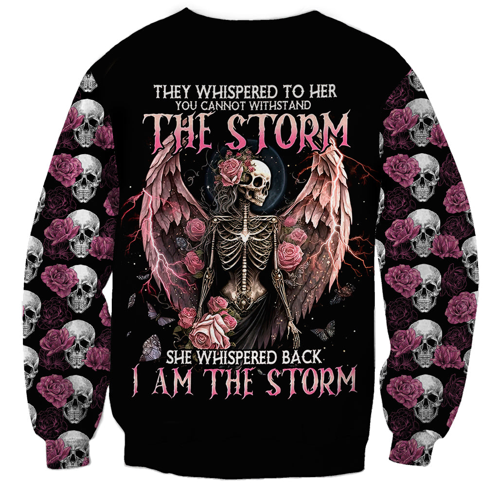 Angel Skull Sweatshirt She Whispered Back Iam The Storm - Wonder Print Shop