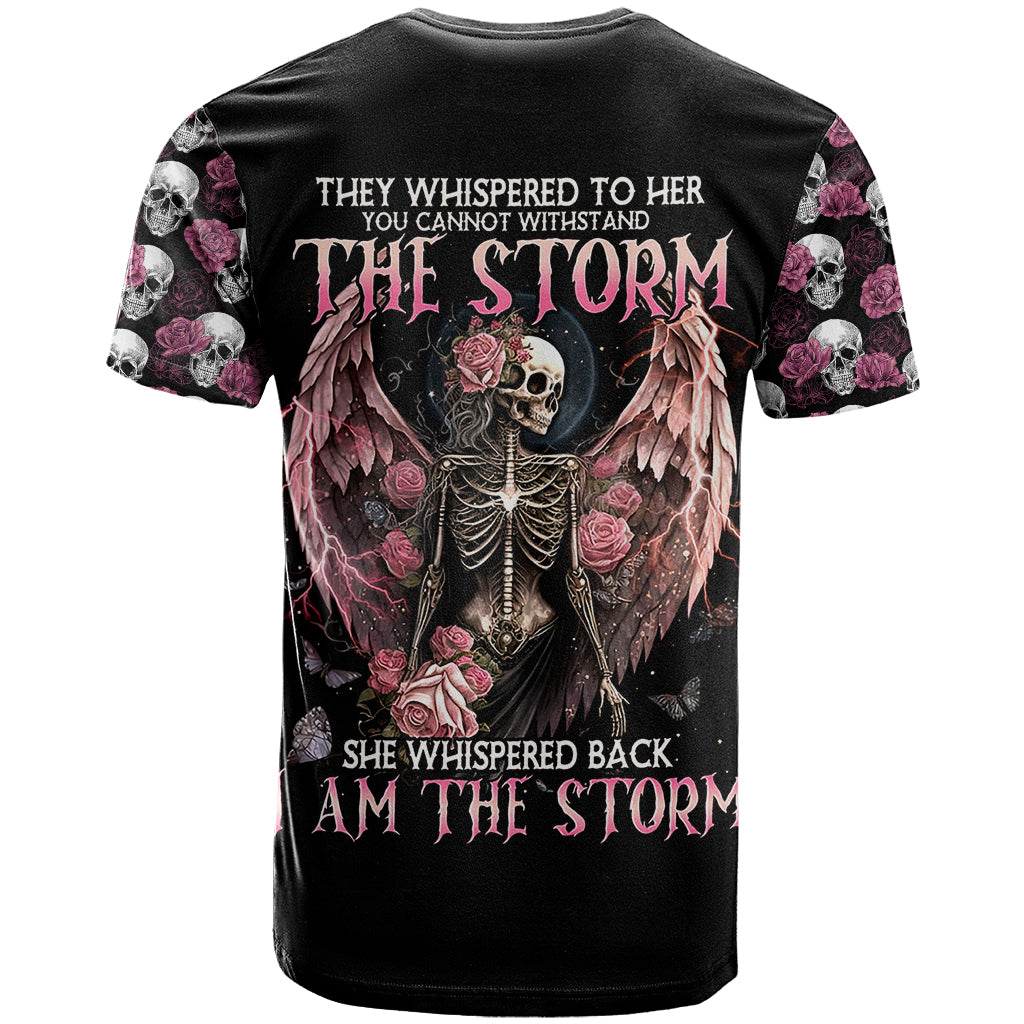 Angel Skull T Shirt She Whispered Back Iam The Storm - Wonder Print Shop