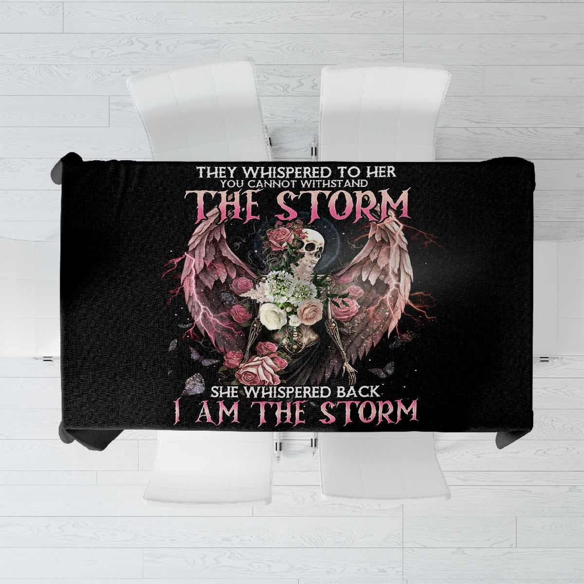 Angel Skull Tablecloth She Whispered Back Iam The Storm - Wonder Print Shop