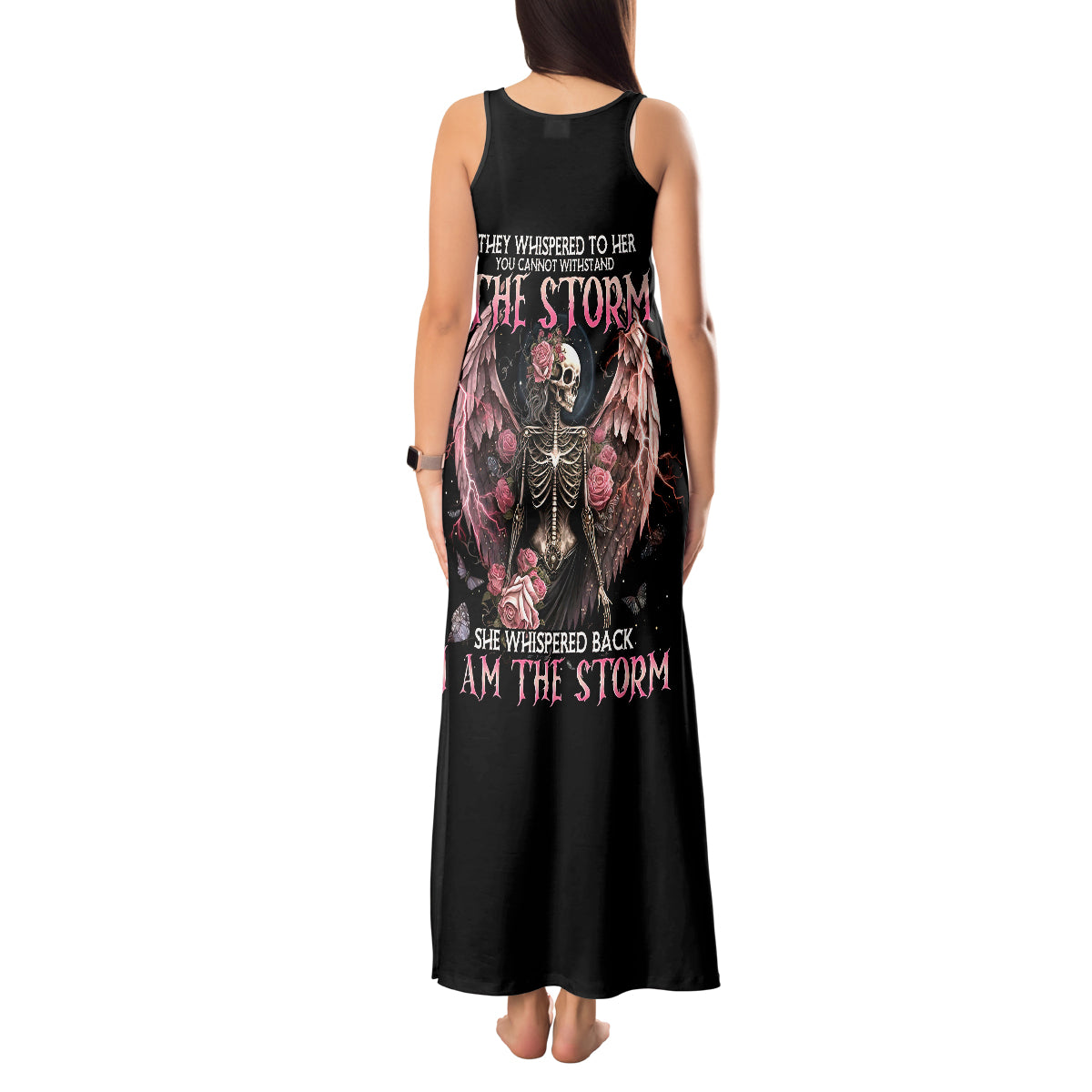 Angel Skull Tank Maxi Dress She Whispered Back Iam The Storm - Wonder Print Shop