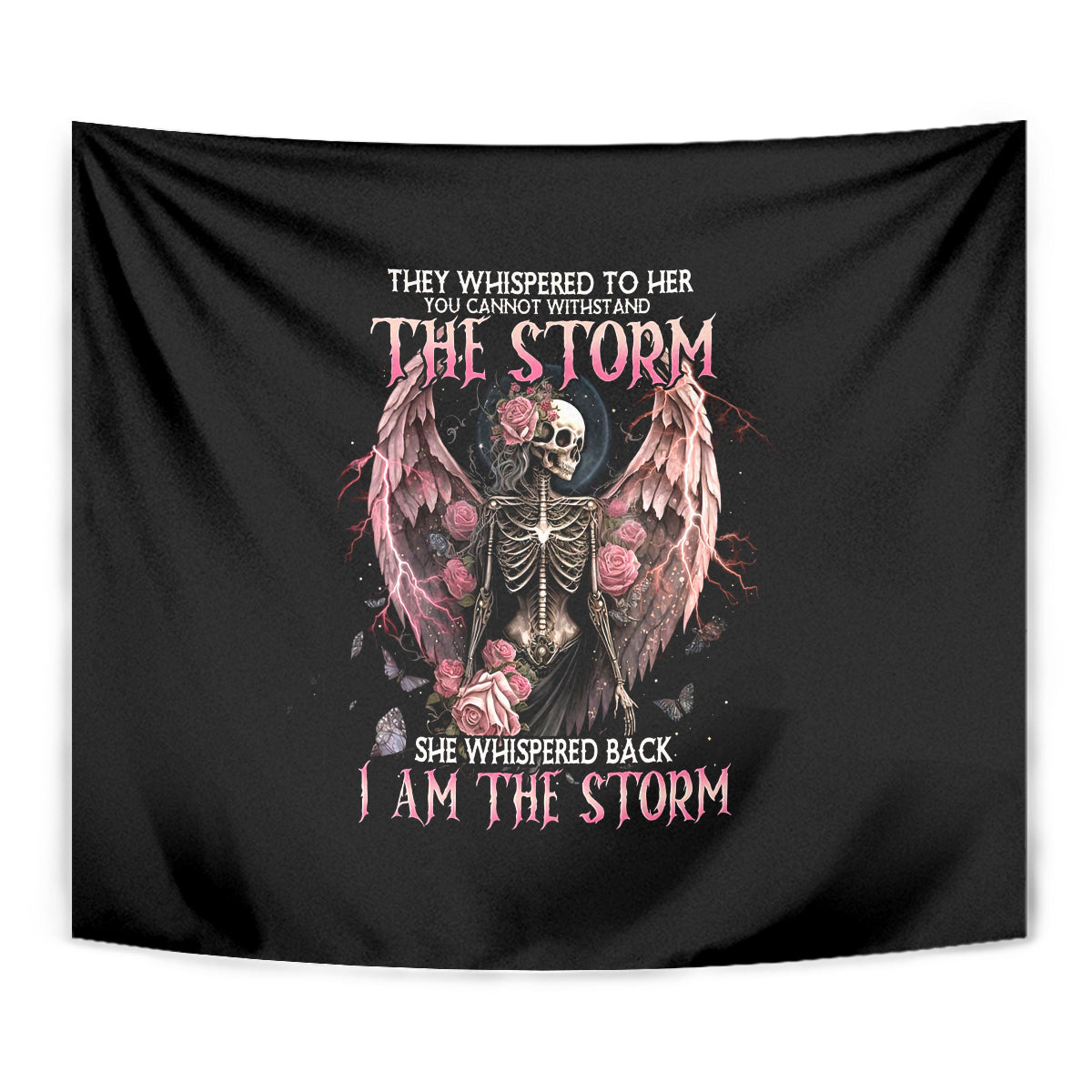 Angel Skull Tapestry She Whispered Back Iam The Storm - Wonder Print Shop
