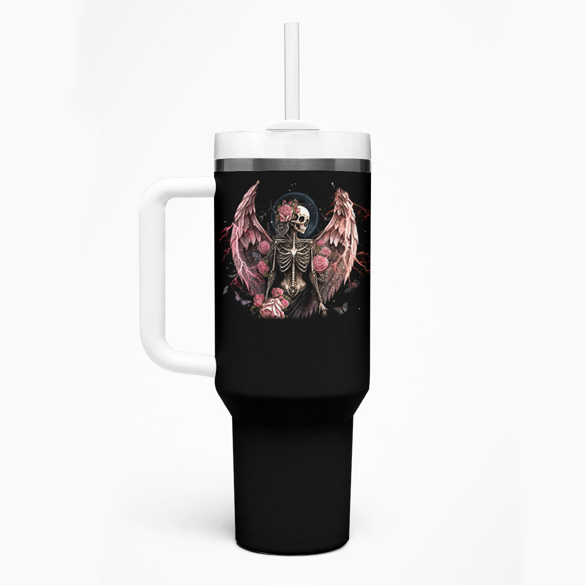 Angel Skull Tumbler With Handle She Whispered Back Iam The Storm - Wonder Print Shop