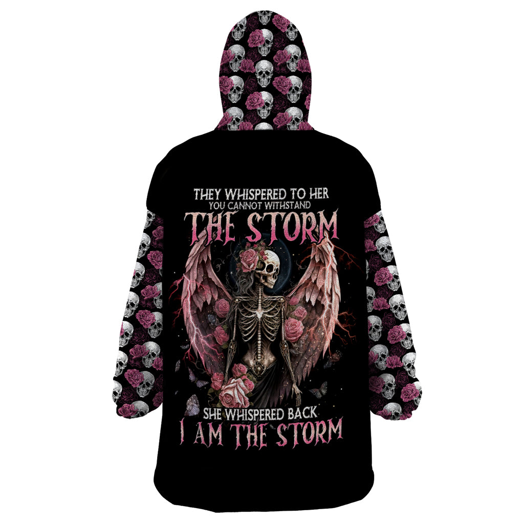 Angel Skull Wearable Blanket Hoodie She Whispered Back Iam The Storm - Wonder Print Shop