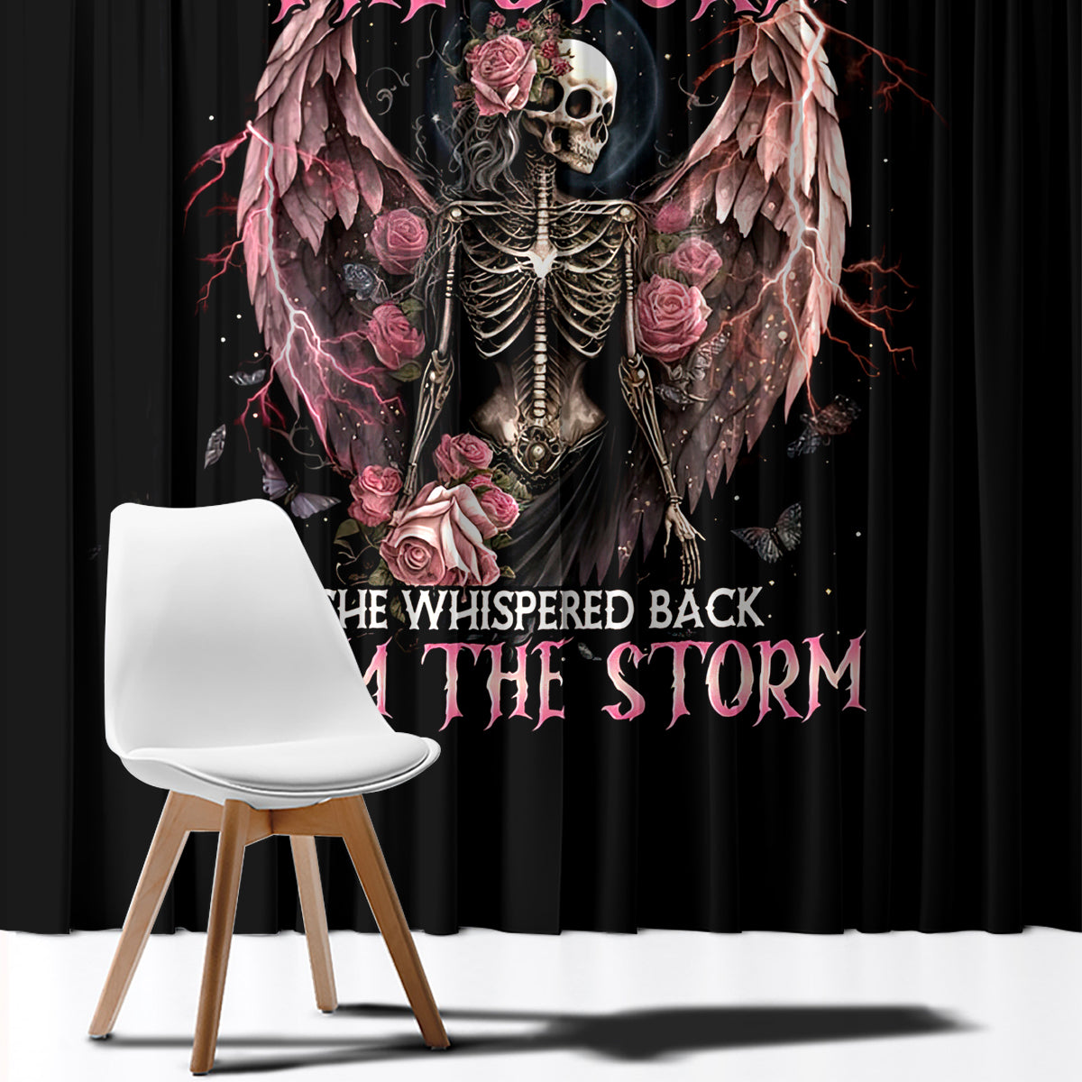 Angel Skull Window Curtain She Whispered Back Iam The Storm - Wonder Print Shop
