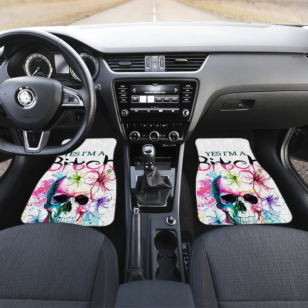 Watercolor Skull Car Mats Yes I'm Bitch But Not Your - Wonder Print Shop