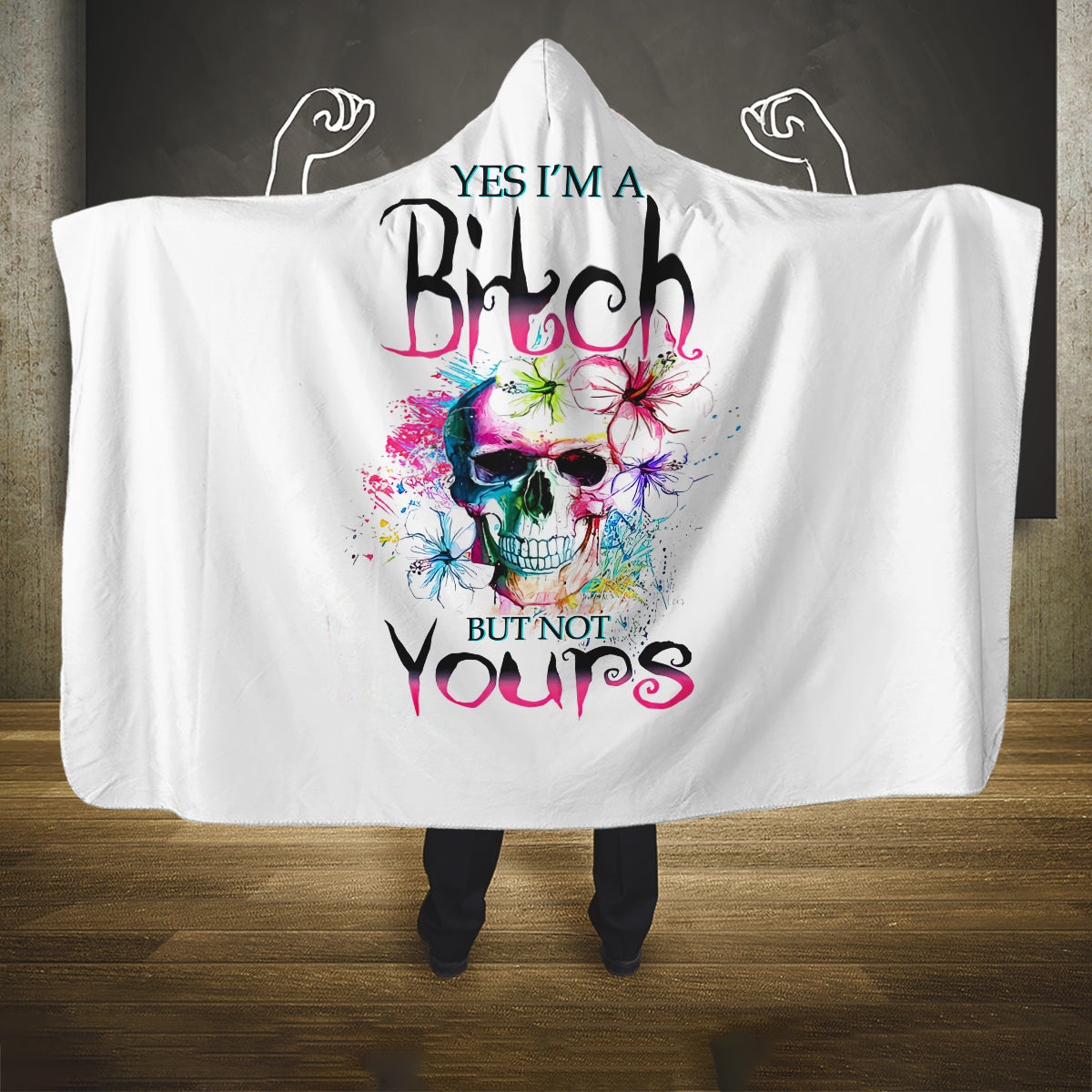 watercolor-skull-hooded-blanket-yes-im-bitch-but-not-your