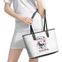 Watercolor Skull Leather Tote Bag Yes I'm Bitch But Not Your - Wonder Print Shop