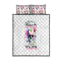 Watercolor Skull Quilt Bed Set Yes I'm Bitch But Not Your - Wonder Print Shop