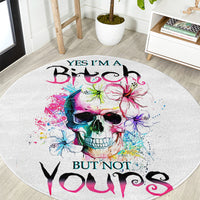 watercolor-skull-round-carpet-yes-im-bitch-but-not-your