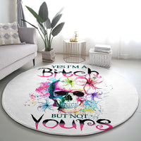 watercolor-skull-round-carpet-yes-im-bitch-but-not-your