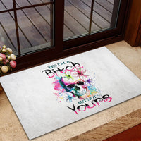 Watercolor Skull Rubber Doormat Yes I'm Bitch But Not Your - Wonder Print Shop