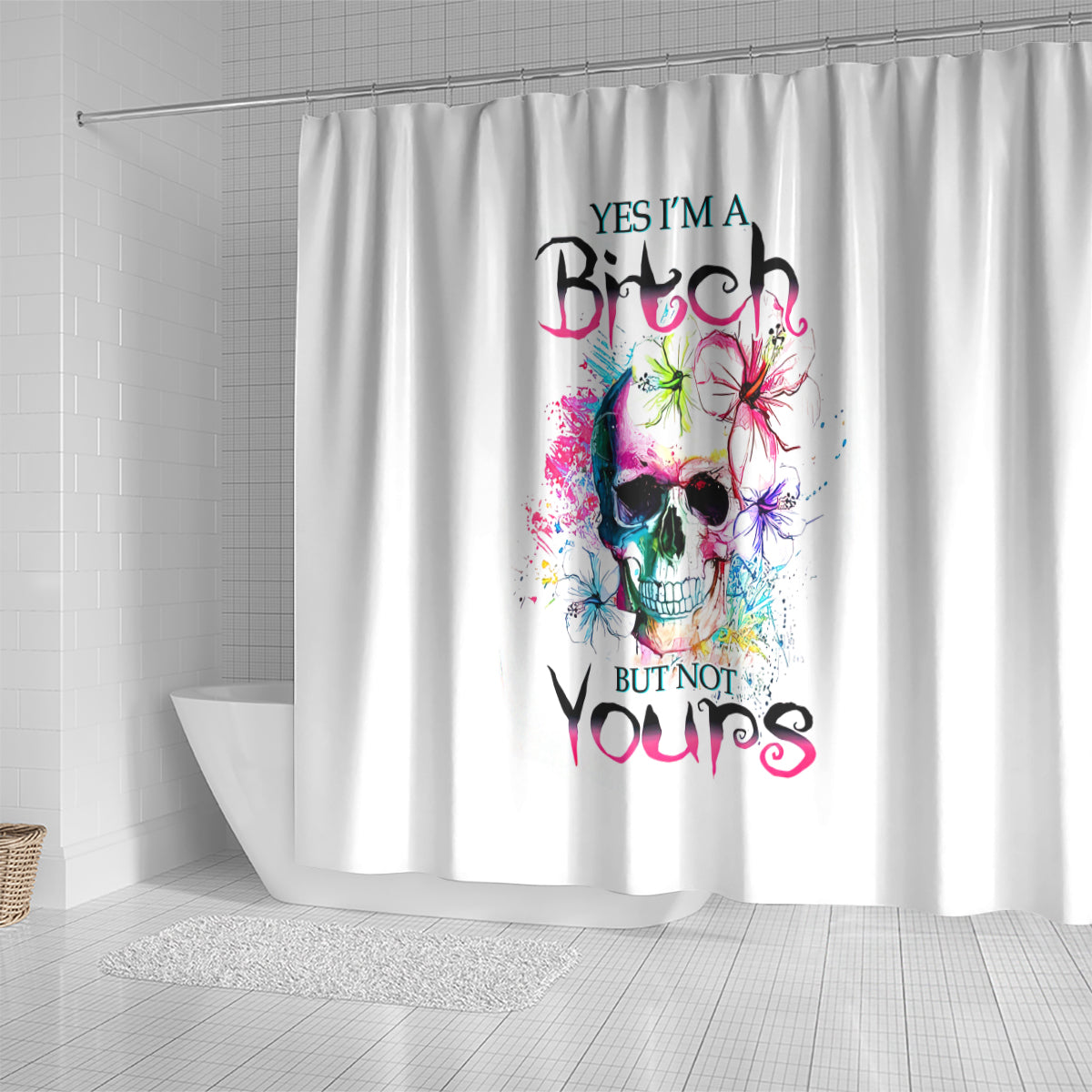 watercolor-skull-shower-curtain-yes-im-bitch-but-not-your