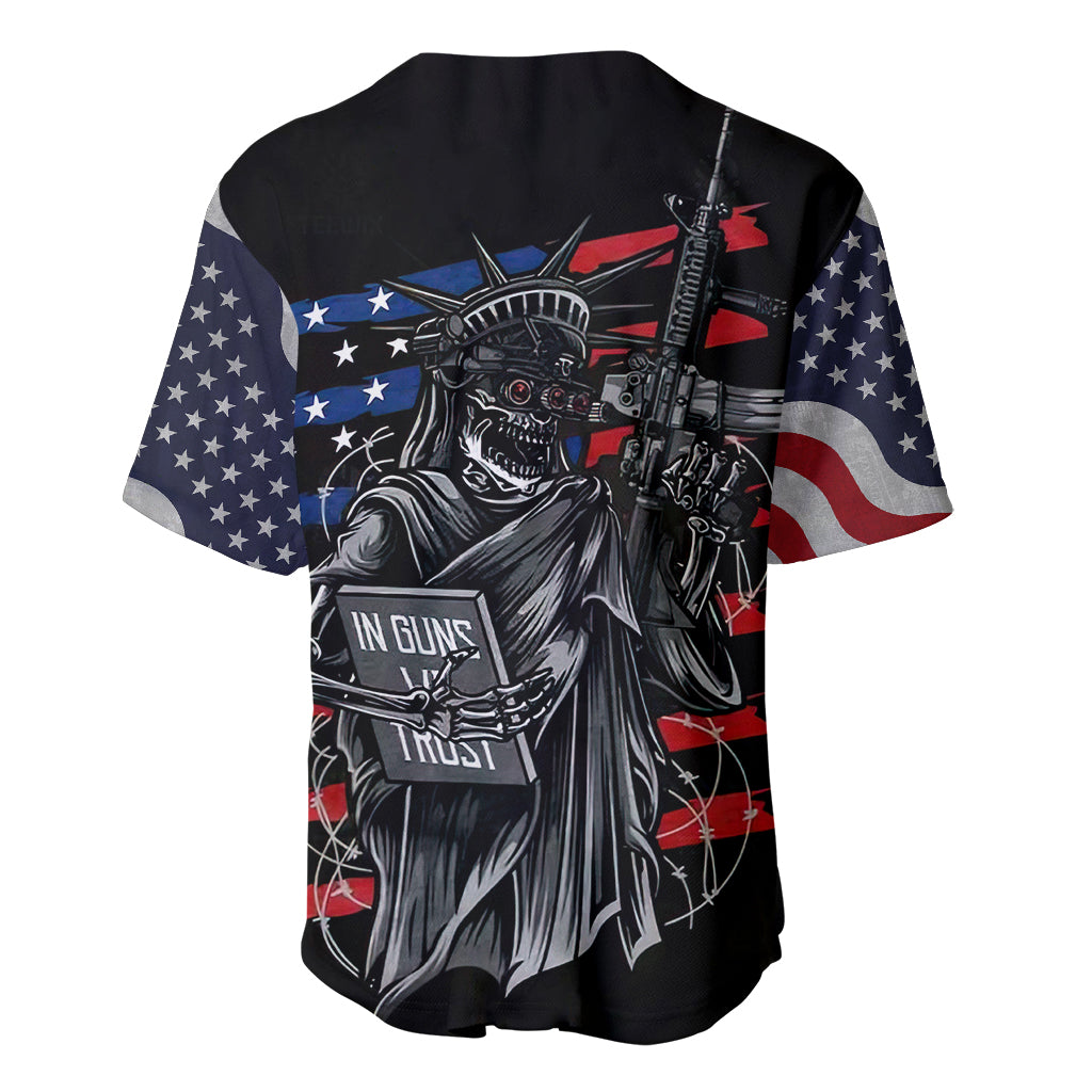 American Skull Baseball Jersey In Gun We Trust - Wonder Print Shop