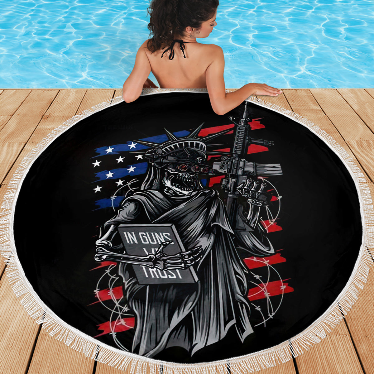 American Skull Beach Blanket In Gun We Trust - Wonder Print Shop