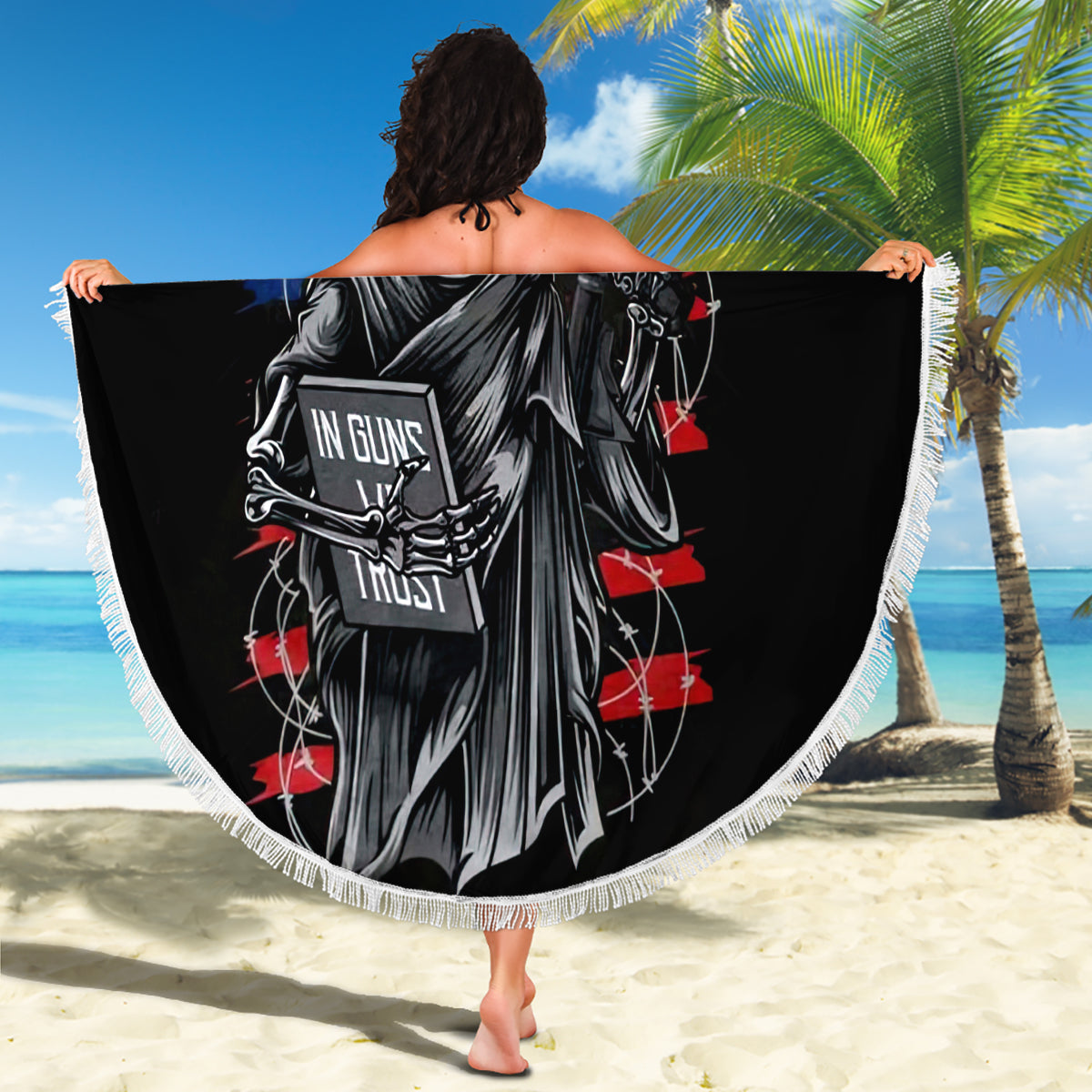 American Skull Beach Blanket In Gun We Trust - Wonder Print Shop