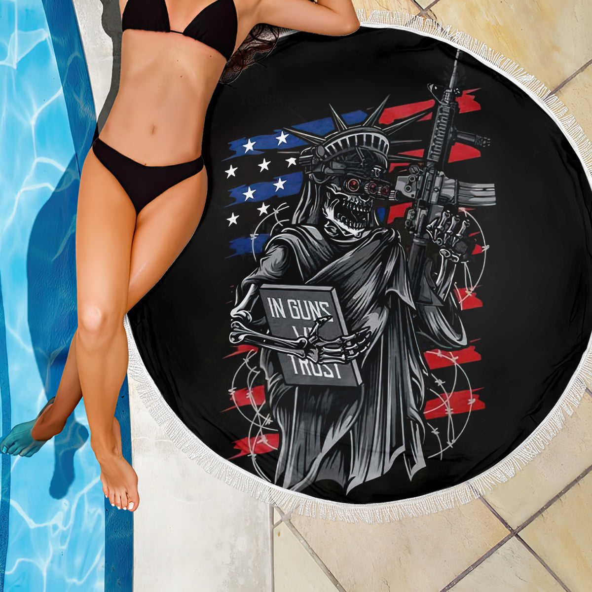 American Skull Beach Blanket In Gun We Trust - Wonder Print Shop