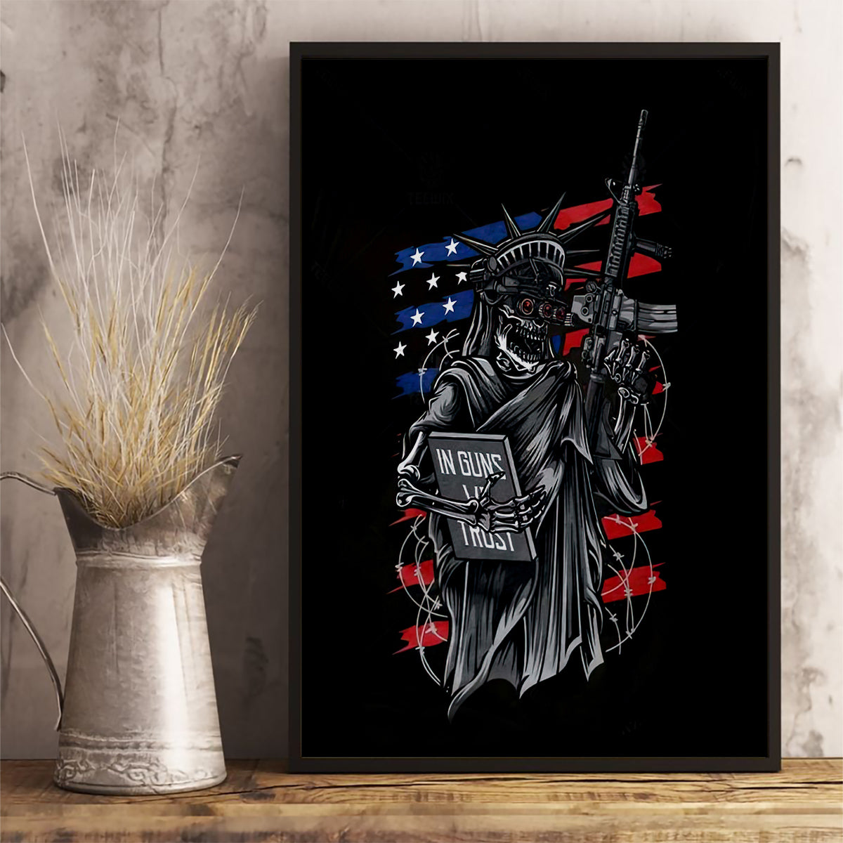 American Skull Canvas Wall Art In Gun We Trust - Wonder Print Shop