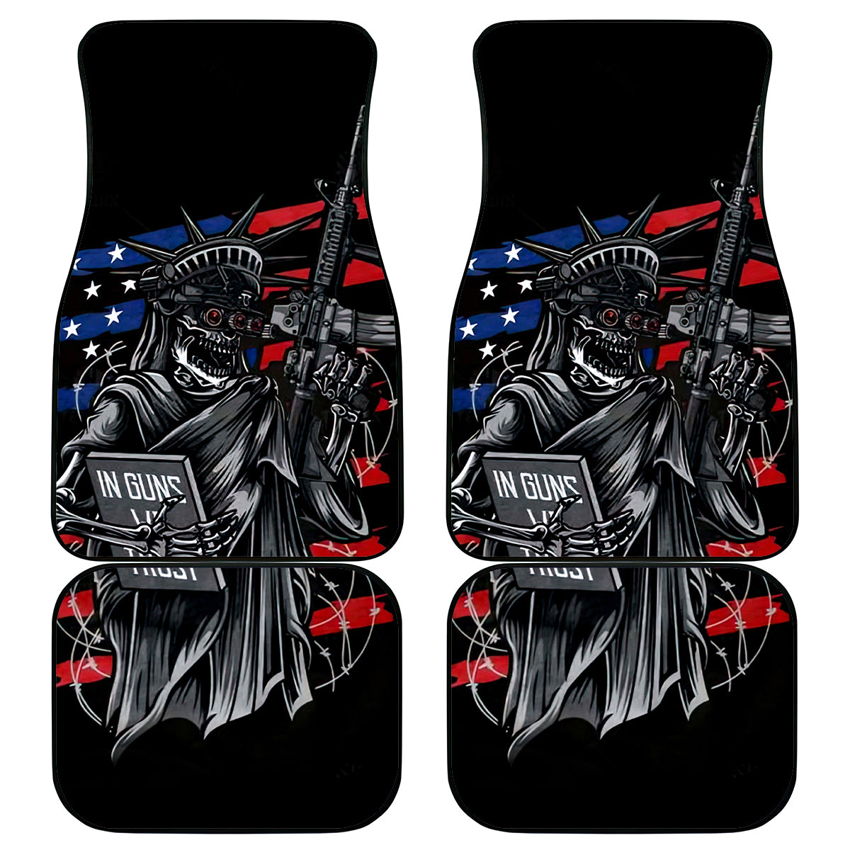 American Skull Car Mats In Gun We Trust - Wonder Print Shop