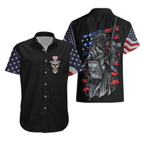 American Skull Hawaiian Shirt In Gun We Trust - Wonder Print Shop