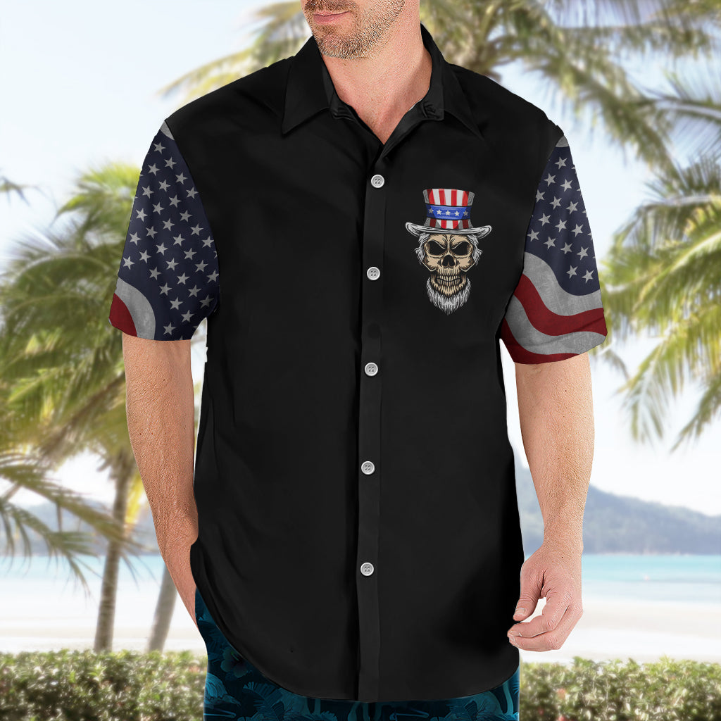 American Skull Hawaiian Shirt In Gun We Trust - Wonder Print Shop