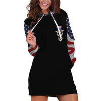 American Skull Hoodie Dress In Gun We Trust - Wonder Print Shop