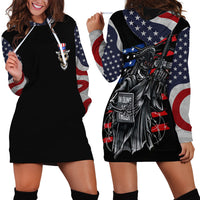 American Skull Hoodie Dress In Gun We Trust - Wonder Print Shop