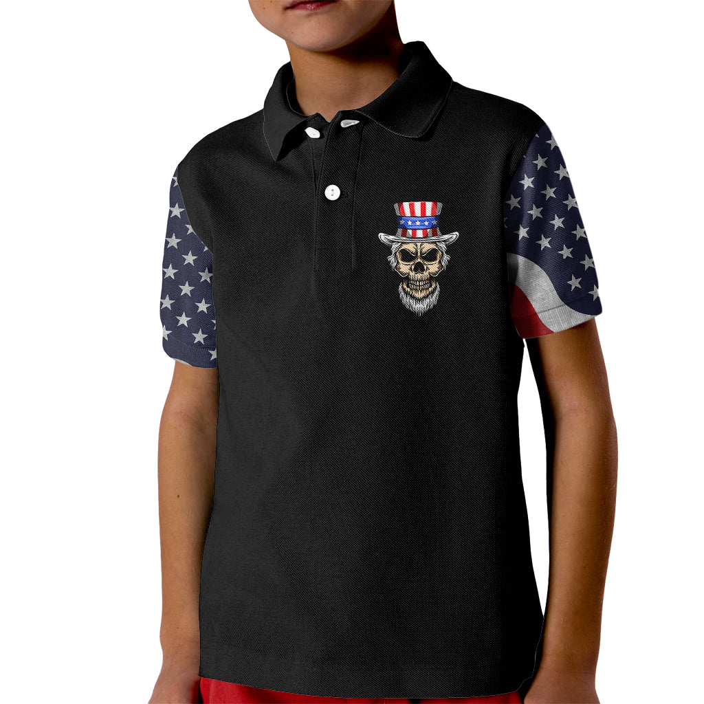 American Skull Kid Polo Shirt In Gun We Trust - Wonder Print Shop