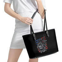 American Skull Leather Tote Bag In Gun We Trust - Wonder Print Shop
