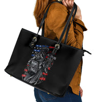 American Skull Leather Tote Bag In Gun We Trust - Wonder Print Shop